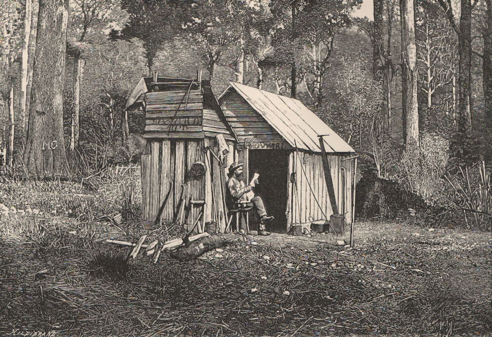 Encampment of Australian Squatters 1885 old antique vintage print picture